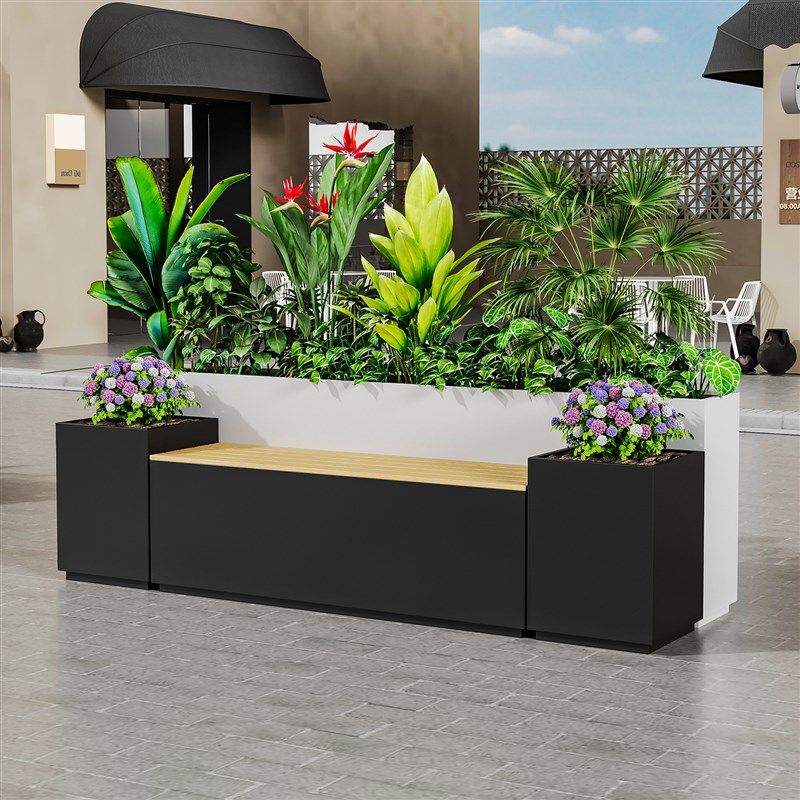 户外花箱坐凳组合阳台露台座椅庭A院种植花箱长方形不锈钢花槽定,商业/办公家具,花坛/花箱,淘宝优惠券,粉丝福利购,淘宝优惠卷