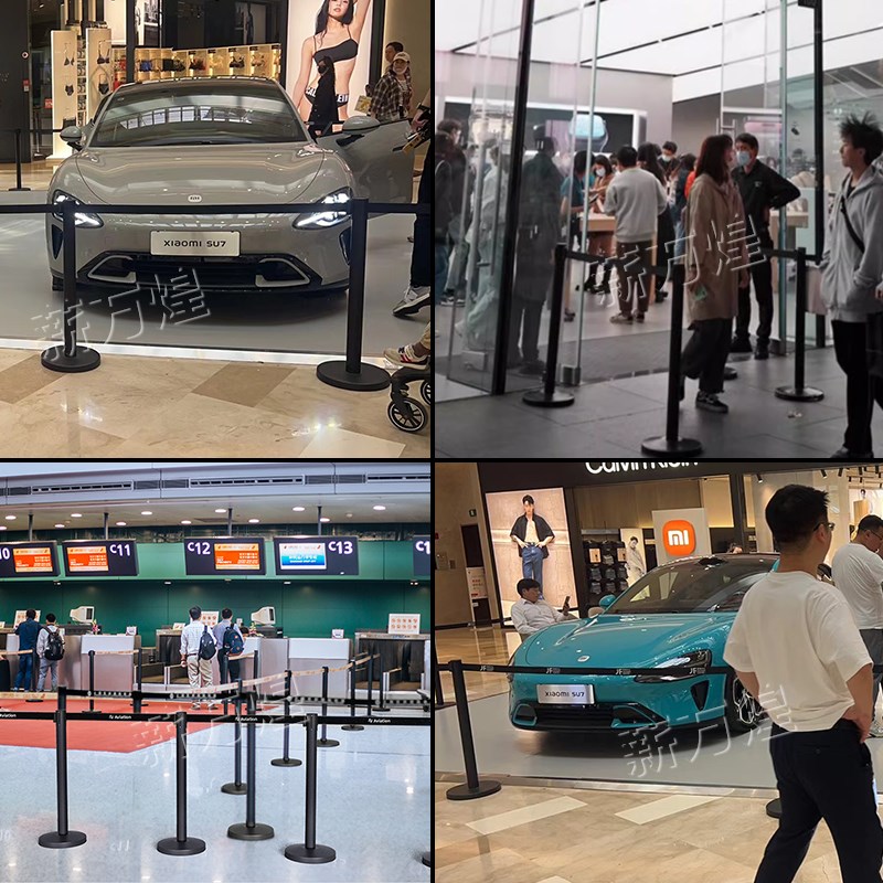 速发车展专用隔离带伸缩带一米线护栏停车位围挡不锈钢银行警示柱