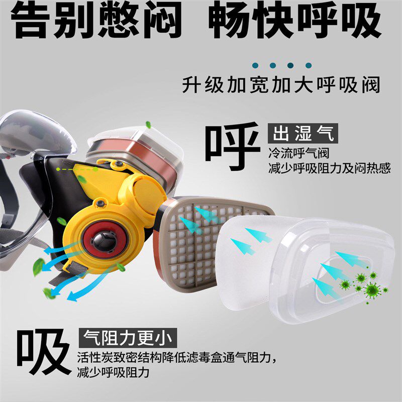 速发防毒面具喷漆专用气体防护面罩有机蒸气防酸碱防腐化学实验室