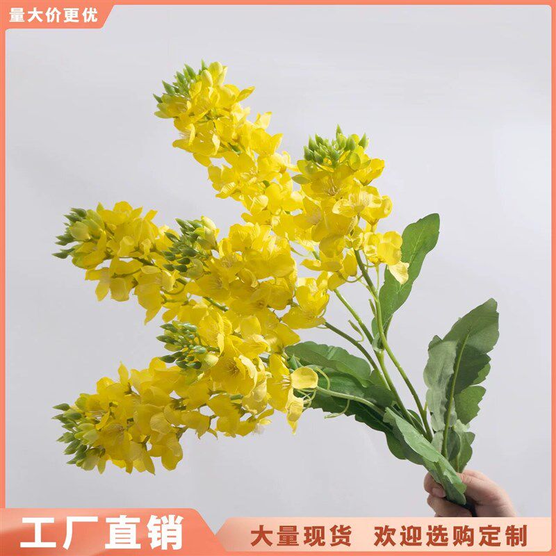 速发森系油菜花仿真花家居客厅餐桌假花插花干燥花装饰花摆件塑料