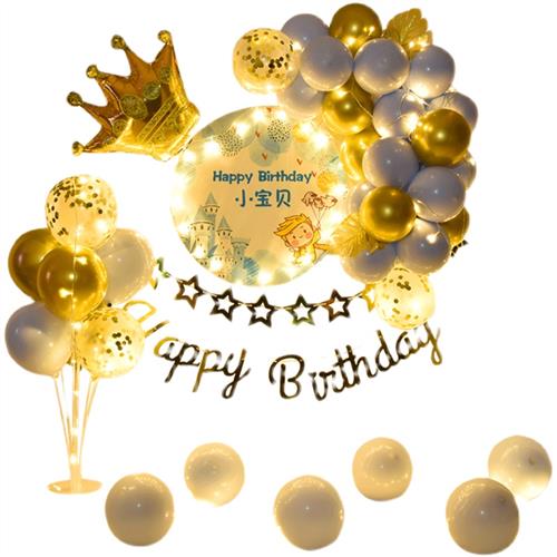 速发孩生日场景布置装饰背景墙男宝宝满月儿童周岁气球套餐用品