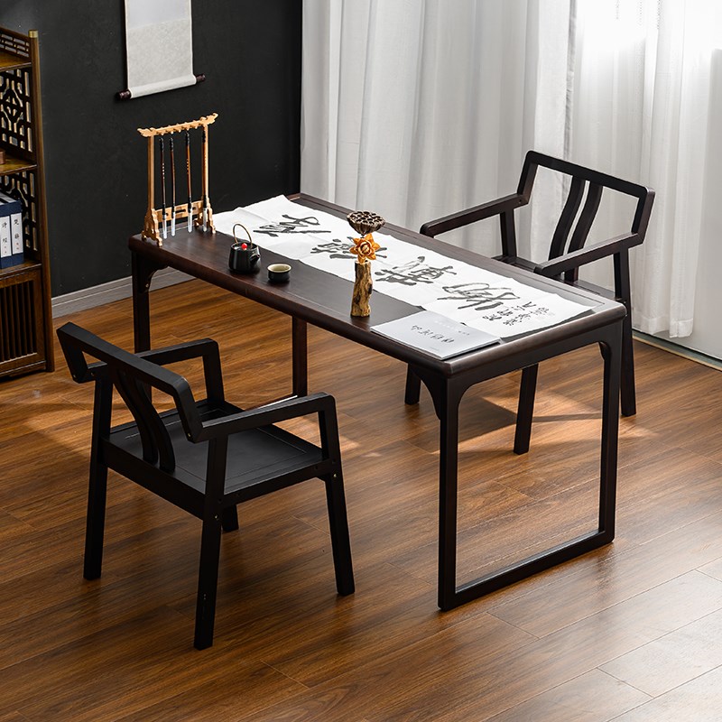 新中式国学桌实木桌仿古书画毛笔练字桌茶艺围棋桌培训课桌椅