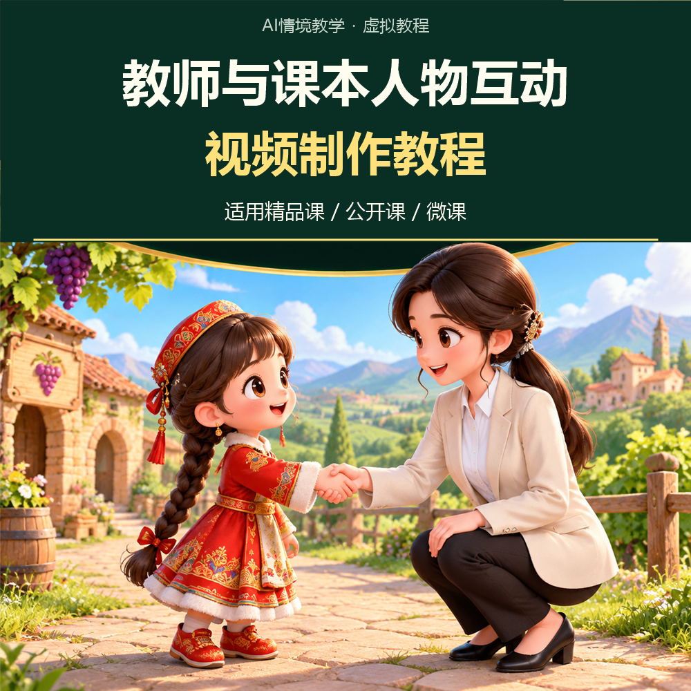 AI教师与课本人物互动视频制作教程小学语文公开课精品课提示词
