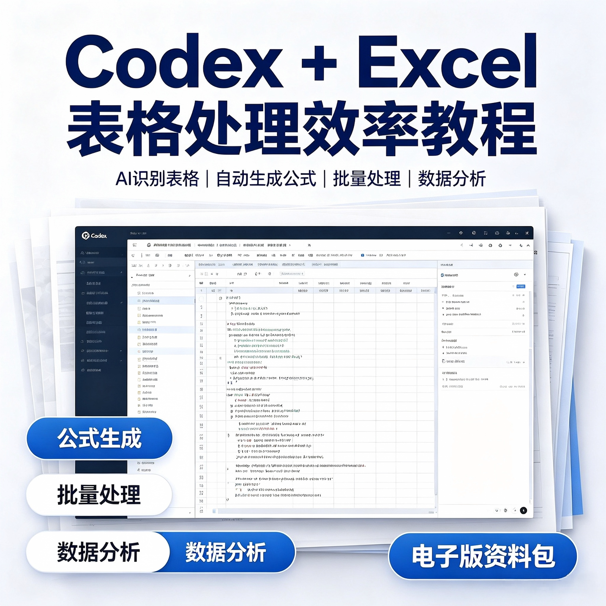 Excel表格处理教程Codex自动生成公式批量数据分析电子资料图片