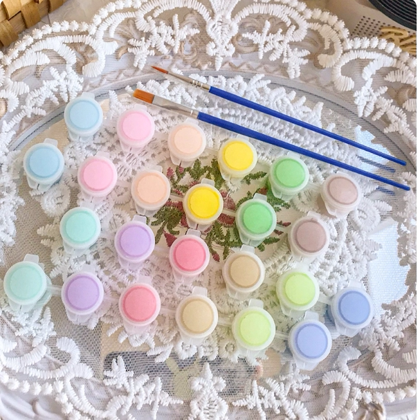 12色马卡龙丙烯颜料条连体石膏彩绘涂色diy儿童墙绘可水洗画