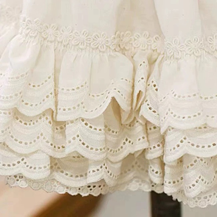 新款棉布刺绣花边辅料棉布皱褶蕾丝花边双波浪服装下摆裙摆DIY6cm