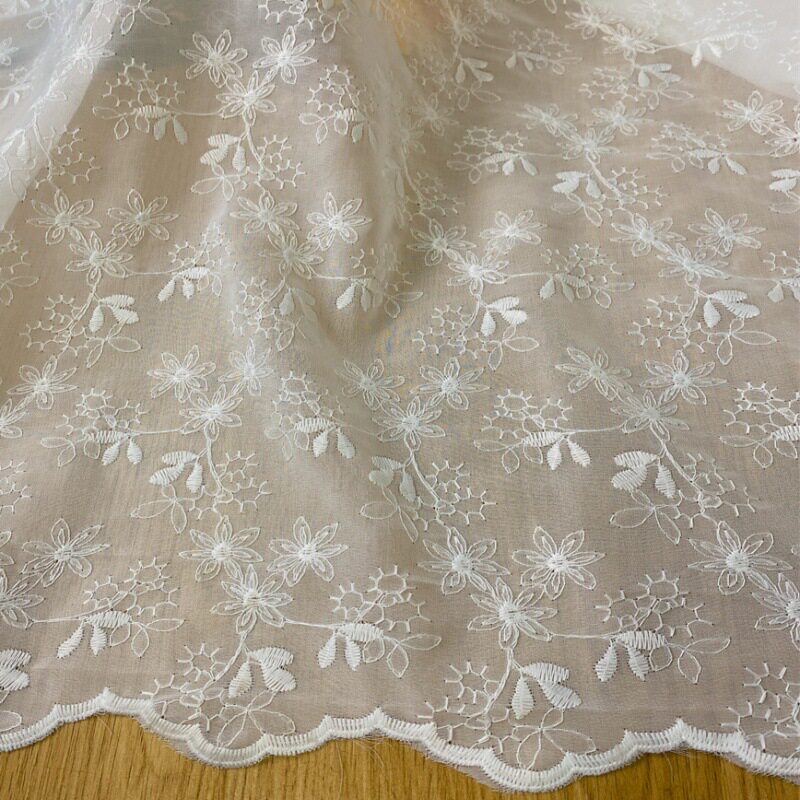 雪纺绣花白色牛奶丝蕾丝水溶花边刺绣布料百搭女装连衣裙配饰