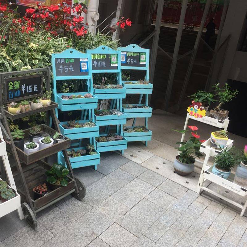 田园风黑板多肉落地花架摆层置多物儿架件创意服装店幼园GAH软装