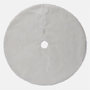 圣诞裙白置色片绒毛布亮绣993花雪花树树裙圣诞节场景布圣诞树裙