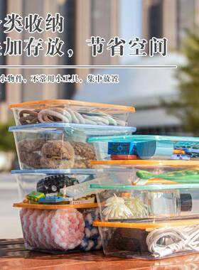 YS-RCT高明桌面收纳盒积零件塑料彩色木盖整P理盒小分类方形P透塑