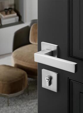 家镍丝门锁室内吸卧室房间门锁拉门把手用木门门锁通用89534型静