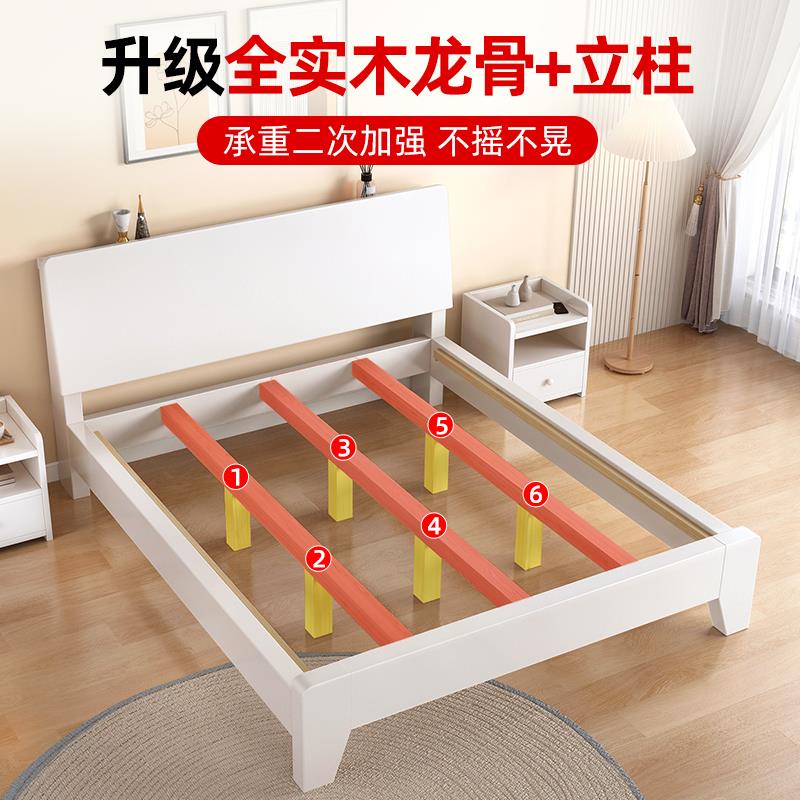 实木床无品牌/单现代简约.8米欧1式双人床主卧15米人直销白床.出