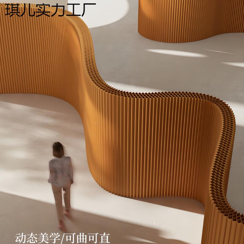 纸墙屏风软隔断客厅玄关办室房卧室间WCX折公移动直播叠间背景