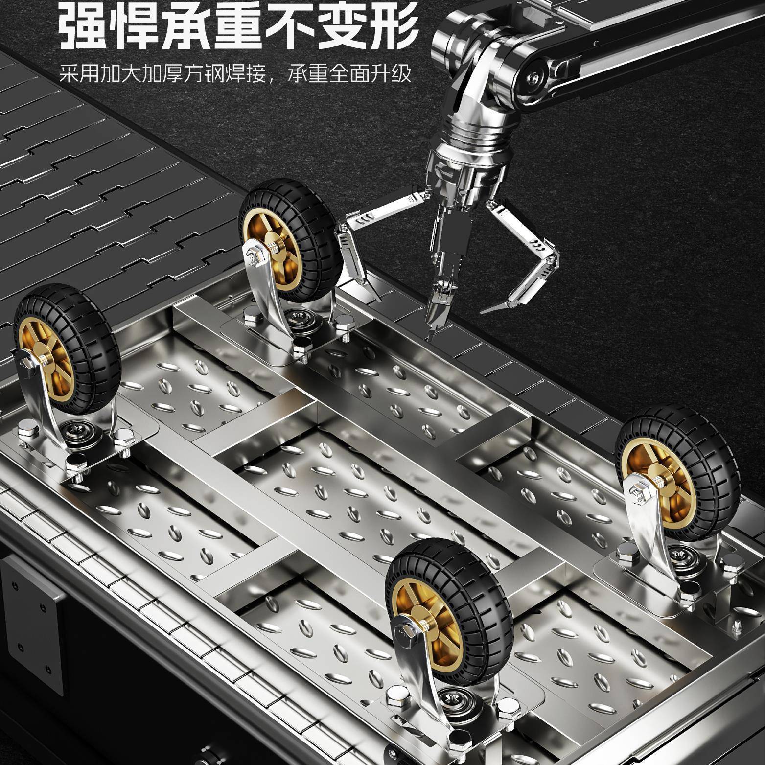 钢板小推车拉货手推车搬运车家用平板车便携拖车折叠小拉车手拉车