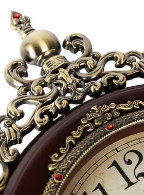 实木欧式挂钟单面挂表双KZ03面田园钟时尚客钟厅静音时石英墙钟钟