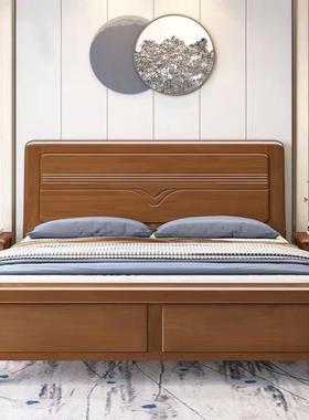 约中式实木床1.8双米人主卧大型床现代简1.5米经济储87482物单人