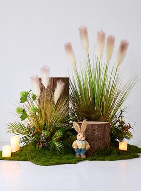 景仿真绿植造装间饰假植花艺物布景网红露营风直播室内景观OZN场