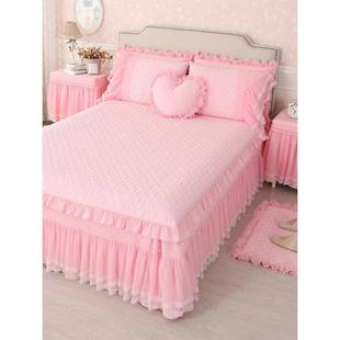 床罩套蕾床丝t床0笠纯棉公主225年 新款 xy粉色物语单件裙式 AOA款