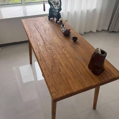 老板榆木门板风化实木大板桌复古AMX怀桌旧实木面原木吧餐台客桌