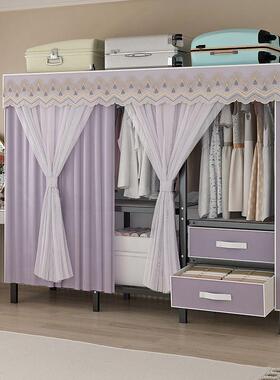 折叠免衣安装衣柜家用加固卧简易室结实63375加粗加厚钢出租房架