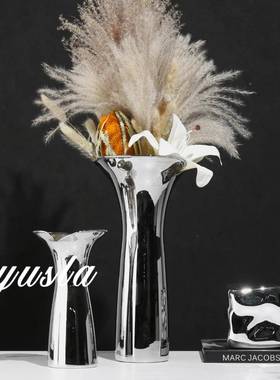 简约玻客璃厅茶几插装干花瓶餐厅吧台柜样板间别墅AMW花器摆件软