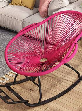 家用彩摇虹藤椅摇摇人椅藤编闲午睡躺椅懒人大彩色阳FIB台客休厅