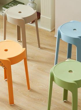 家加厚MGU客厅可摞叠收用纳凳简约现代圆凳创意餐桌塑子料凳高凳
