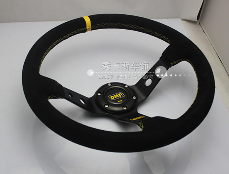 OM赛车方向盘 磨砂皮方向盘 改装方向盘 14寸方向盘