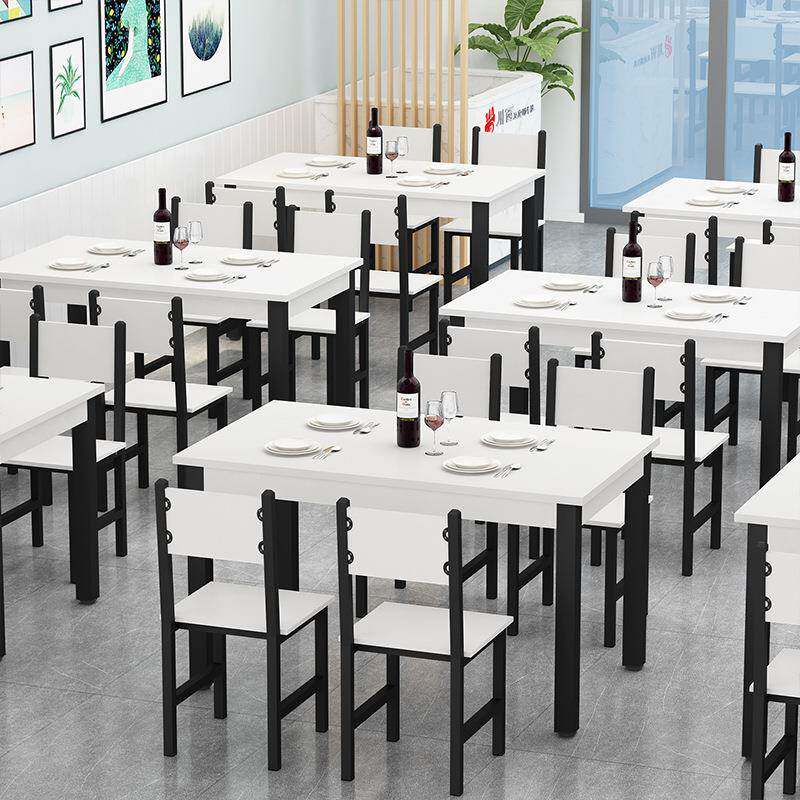 小吃快餐店桌椅4人6人长食堂餐馆馆形面饭90100店快餐桌方餐厅餐