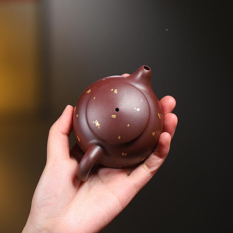 矿公堂直售宜兴紫砂壶原石黄料晒无品牌/金小鱼罩砂紫茶壶夫功小