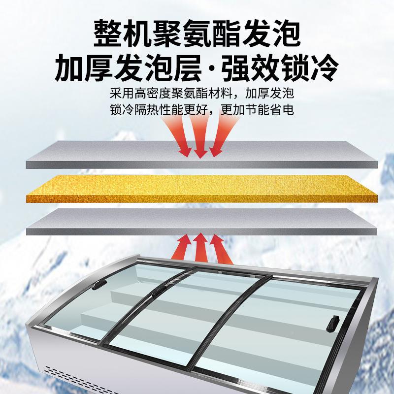 三层阶梯鲜柜式冷藏保示展海413鲜冷冻冰台式摆摊三轮车炸串水果