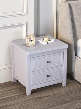 木床头现代简约24641轻奢小型卧床室边柜收纳柜柜美式储物柜实床