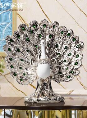 式孔欧雀开屏ST798摆件装品家居酒客厅饰电视柜柜橱窗书房工艺品