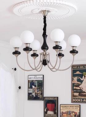 法式实中间古风木卧AX-75475室餐厅魔豆吊灯美铜式复古全客厅书房