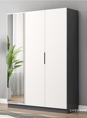 衣家大用卧室柜小户型衣柜带镜子简约储物柜全身镜经型组90535济