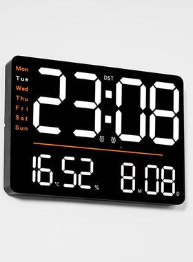 创D意镜多功XCZ能钟跨简约LE客厅时钟大尺寸时挂钟温度湿度计钟66