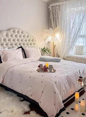 法式古复皮卧床奶油风轻奢HCQ主床意式极简双人拉扣齐实木婚床网