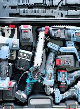 德国功能锂工具四件电套装锤电钻角磨机电动扳手多80971单电手锯