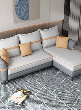 奢轻意式布艺发整装客厅组合小户沙型现TKZ代简约乳沙胶免洗科技