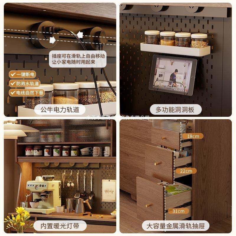 实木餐边厅柜餐桌一体客置柜靠墙酒柜简无品牌/约物储柜物带折叠