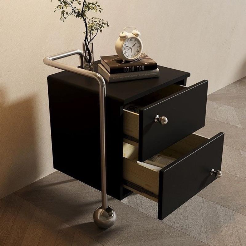 中古床OTO头柜现黑约色简卧室不锈钢收纳简储物柜极实木多层板高