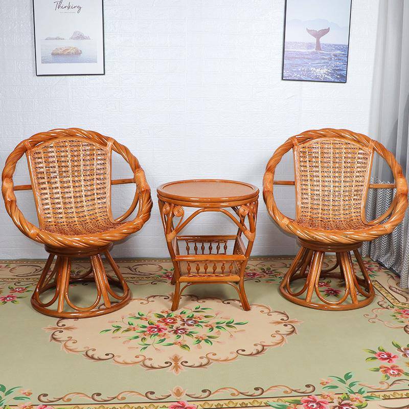 W8阳台转椅三件套手工编织印玛瑙真藤纯作尼可转动制F7759JT9休闲