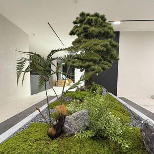 户外造景大型仿真装罗汉松迎客松假造景绿内植室窗饰橱73428摆设