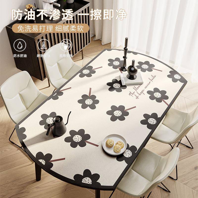 圆形餐布防水烫防桌油防免洗桌布可椭伸缩折叠圆桌岩板桌垫茶GCL