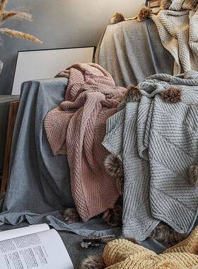 米菲新款毛毯子毛球尔SSI球尼尔超柔雪家居软装配饰办盖公室午睡