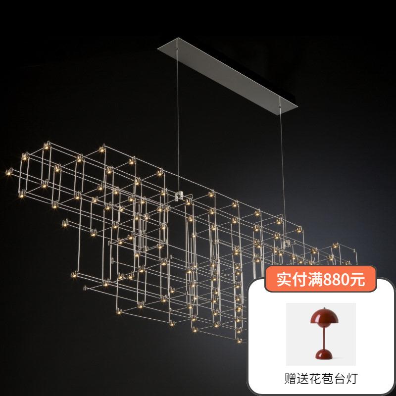 后现代轻奢满天星餐厅吊灯售楼部萤火虫复式楼吧台长条灯前台吊灯
