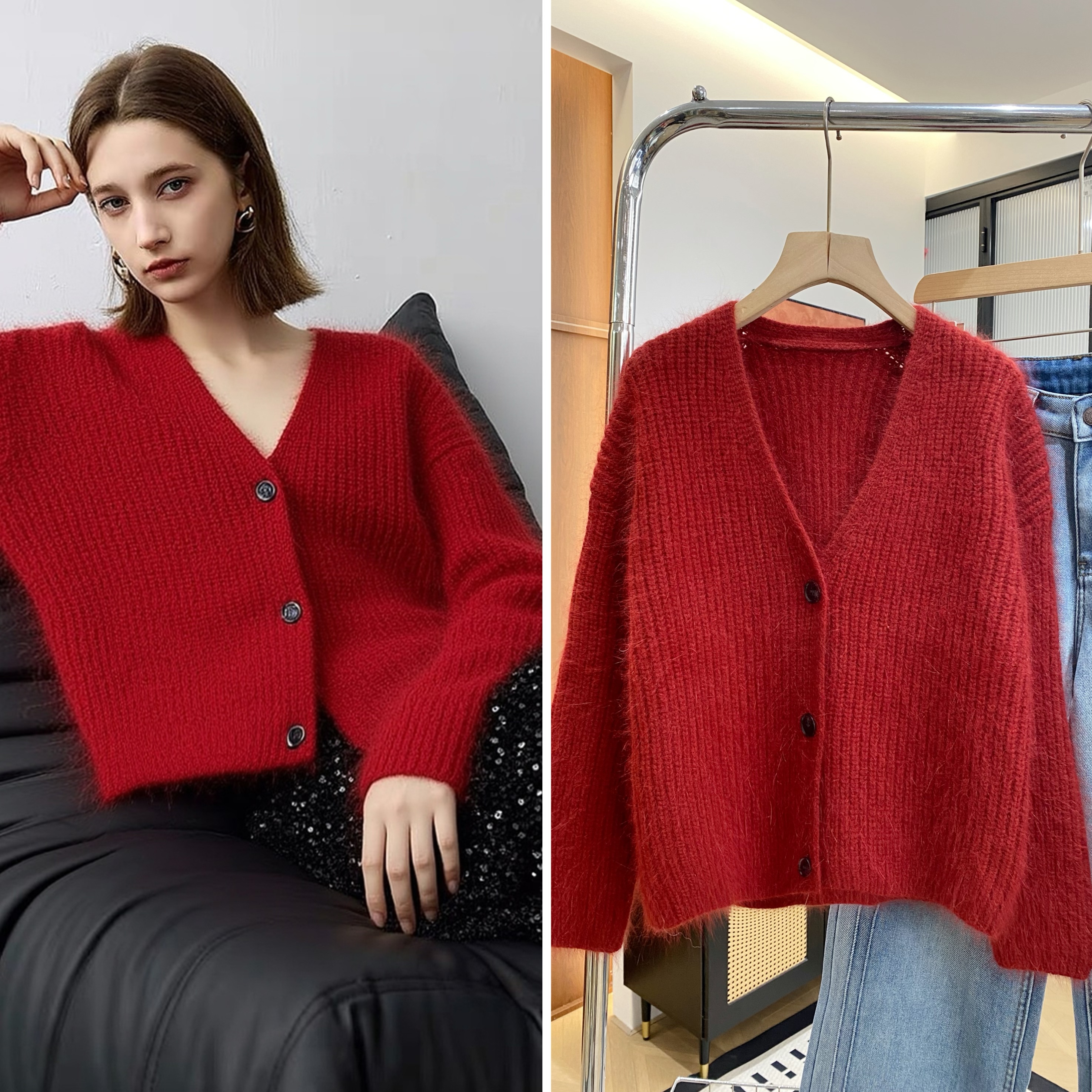 加厚长毛鹤绒   宽松慵懒羊毛外套【NO退NO换】82009  1121