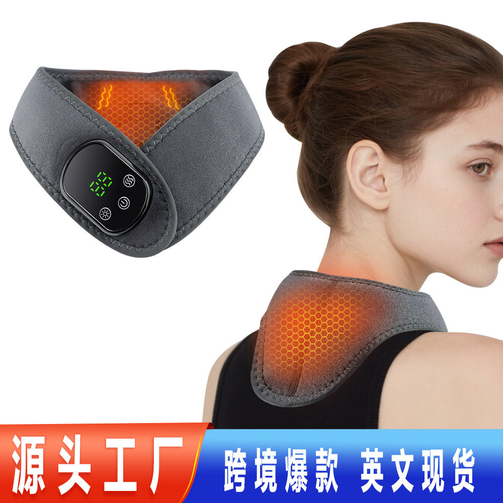 电加热护颈震动保暖防寒按摩仪石墨烯理疗热敷智能控温颈部护具