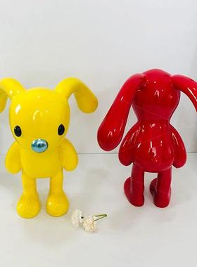轩锦阁创红色长耳兔摆件现代艺术玄关客卧OMC室书房网厅红意装饰