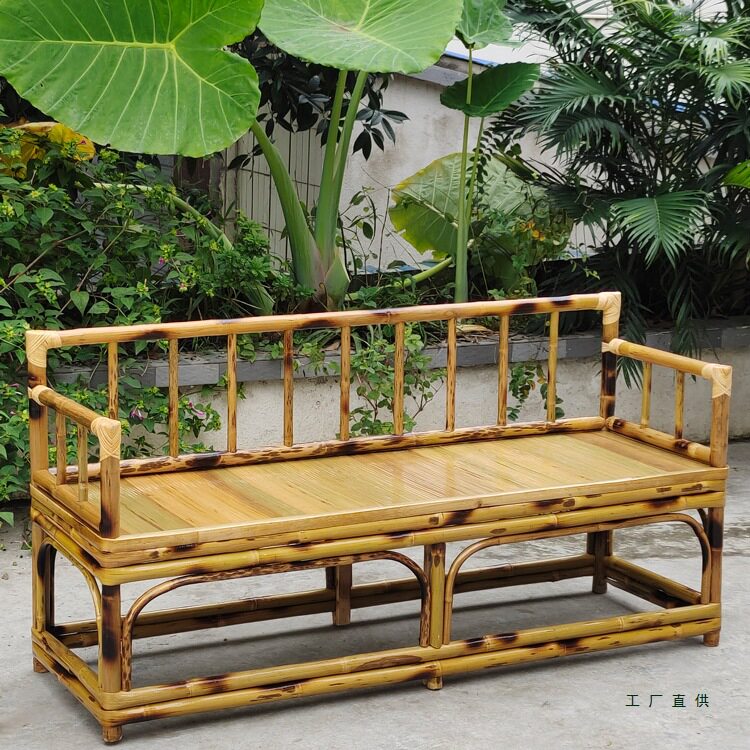 新中式竹制藤编沙发卡座